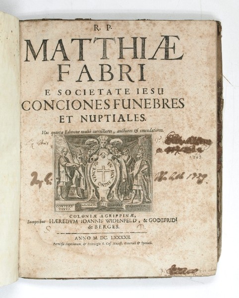 Conciones funebres et nuptiales. Hac quarta editione multo correctiores, auctiores …