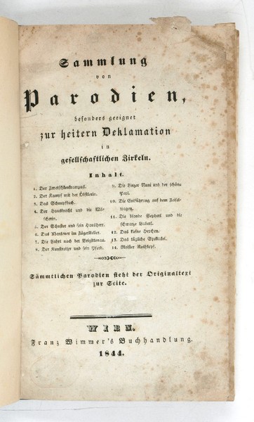 Sammlung von Parodien, besonders geeignet zur heitern Deklamation in gesellschaftlichen …