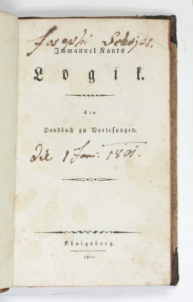 Logik. Ein Handbuch zu Vorlesungen. (Ed. by Gottlob Benjamin Jäsche).