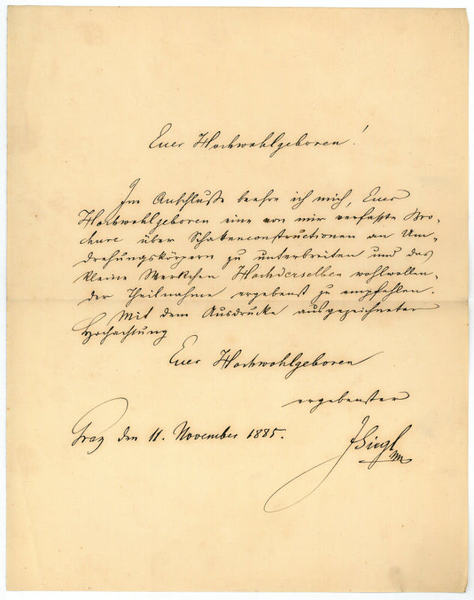 Schattenconstructionen an Umdrehungskörpern und eigenh. Begleitschreiben mit U.