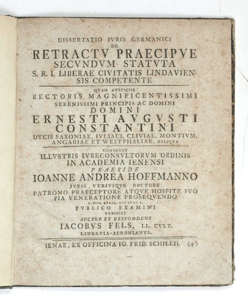 De retractu praecipue secundum Statuta S. R. I. liberae civitatis …