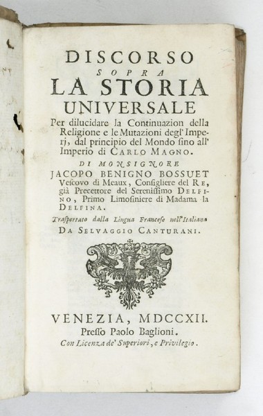 Discorso sopra la storia universale per dilucidare la continuazion della …
