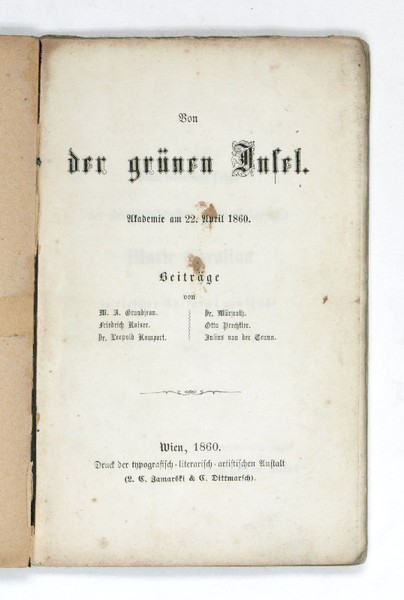 Von der gr nen Insel. Akademie am 22. April 1860.