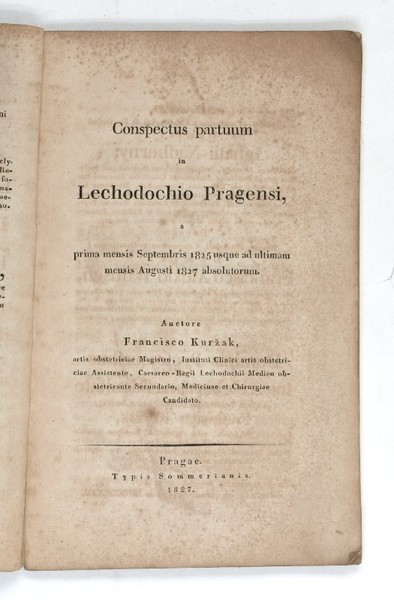 Conspectus partuum in Lechodochio Pragensi, a prima mensis Septembris 1825 …