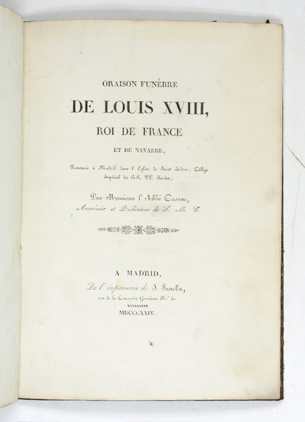 Oraison funèbre de Louis XVIII, Roi de France et de …