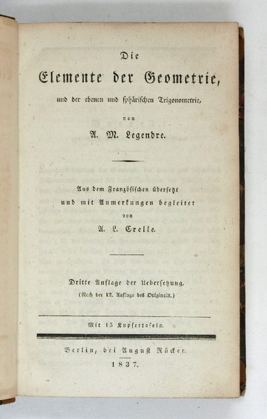 Die Elemente der Geometrie, und der ebenen und sphärischen Trigonometrie. …