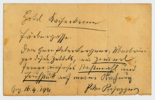 Eigenh. Mitteilung mit U.