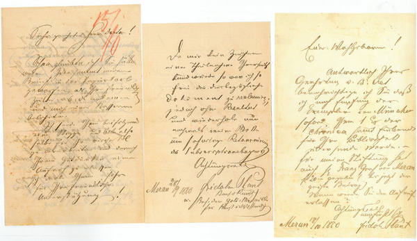 3 eigenh. Briefe mit U.