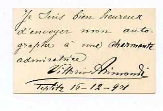 Visitkarte mit 4 eigenh. Zeilen und U. verso.