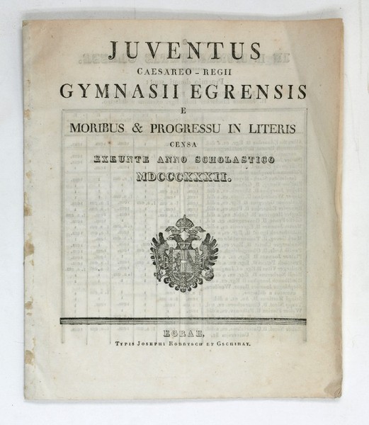 Juventus caesareo-regii gymnasii Egrensis e moribus et progressu in literis …