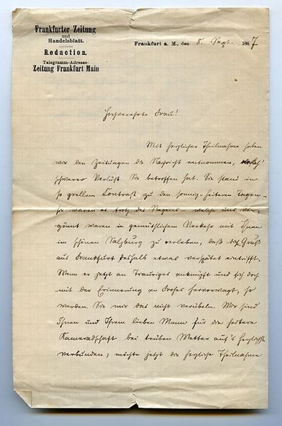 Eigenh. Brief mit U. ("Joh[anne]s Prölß").