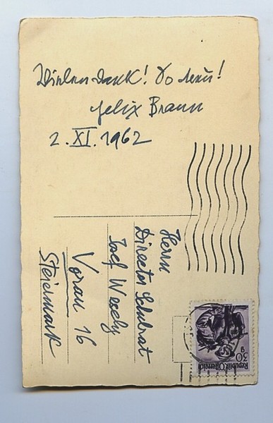 Eigenh. Bildpostkarte mit U.