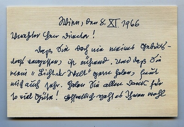 Eigenh. Briefkarte mit U.
