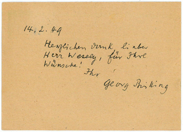 Eigenh. Postkarte mit U.