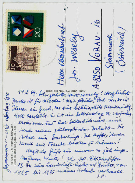 Eigenh. Bildpostkarte mit U.