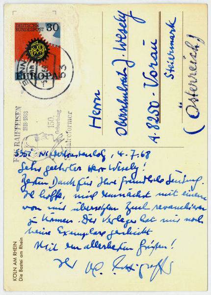 Eigenh. Bildpostkarte mit U.