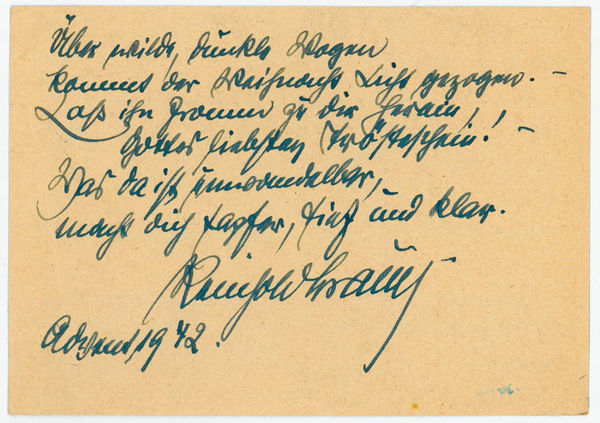 Eigenh. Postkarte mit U.