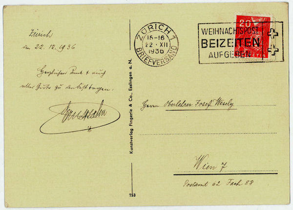 Eigenh. Bildpostkarte mit U.