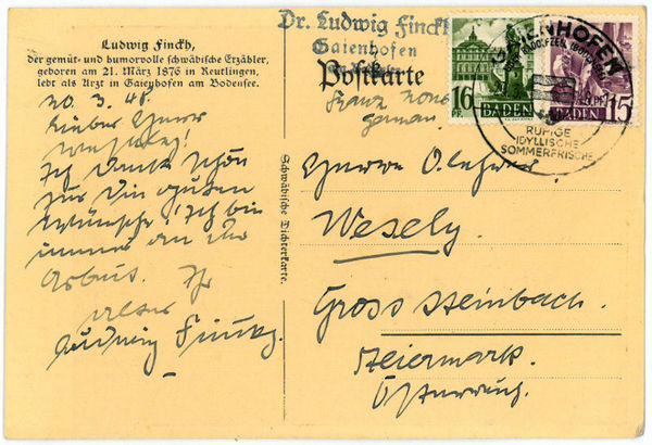 Eigenh. Portraitpostkarte mit U.