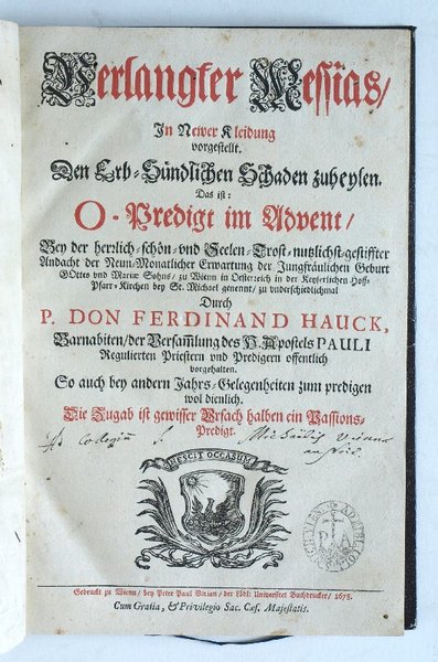 Verlangter Messias, in newer Kleidung vorgestellt. Den Erb-Sündlichen Schaden zuheylen. …