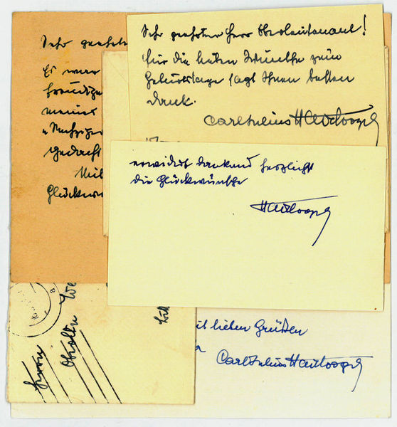 2 eigenh. Post- bzw. Briefkarten und 2 Visitkarten mit 2 …