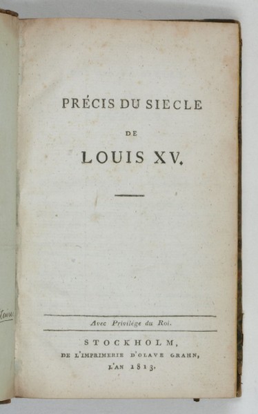 Précis du siècle de Louis XV.