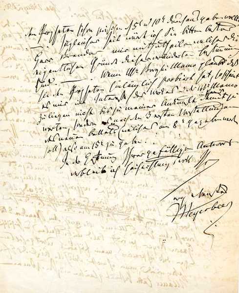 Autograph letter signed ("Meyerbeer").