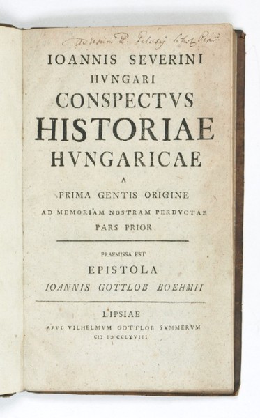 Conspectus historiae hungaricae a prima gentis origine ad memoriam nostram …