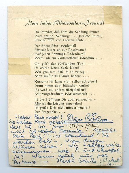 Eigenh. Portraitpostkarte mit U.