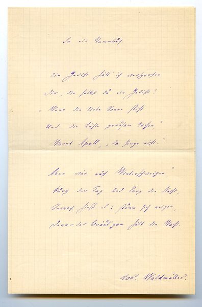 Eigenh. Albumblatt m. U. ("Rob[er]t Waldmüller").