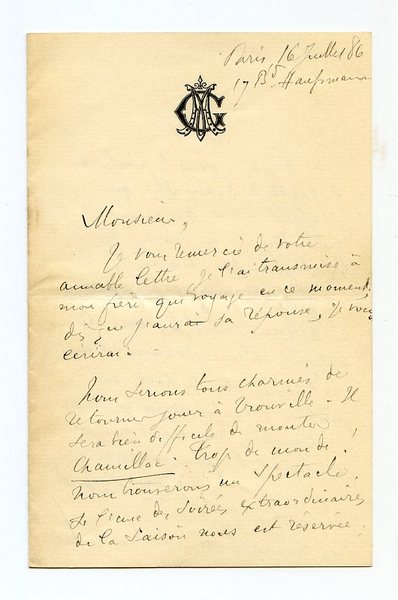 Autograph letter signed ("Coquelin Cadet").