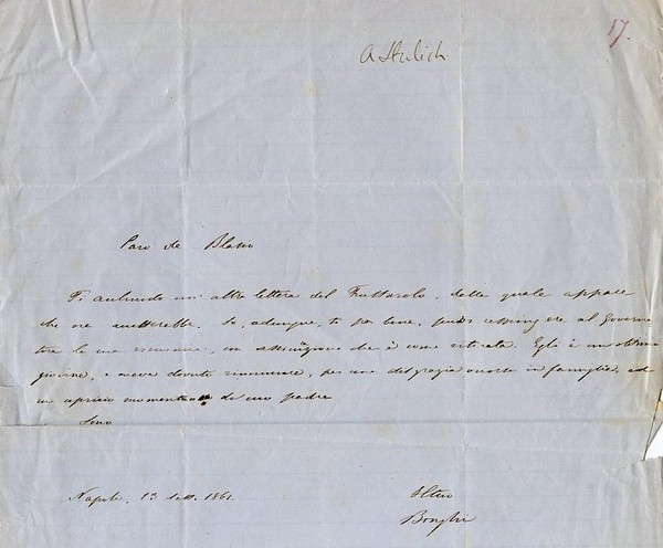 Eigenh. Brief mit U. ("Bonghi").