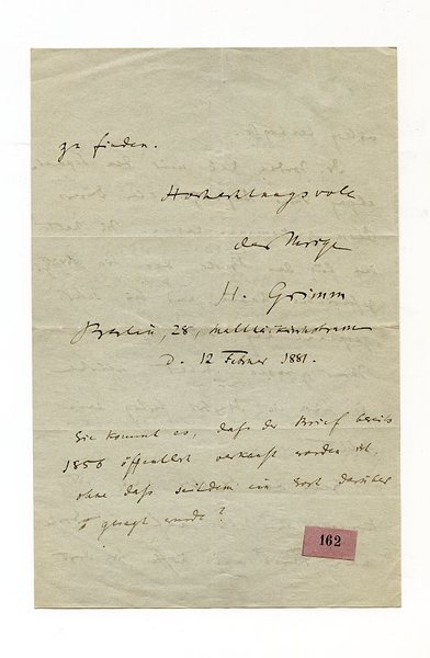 Eigenh. Brief mit U. ("H. Grimm").