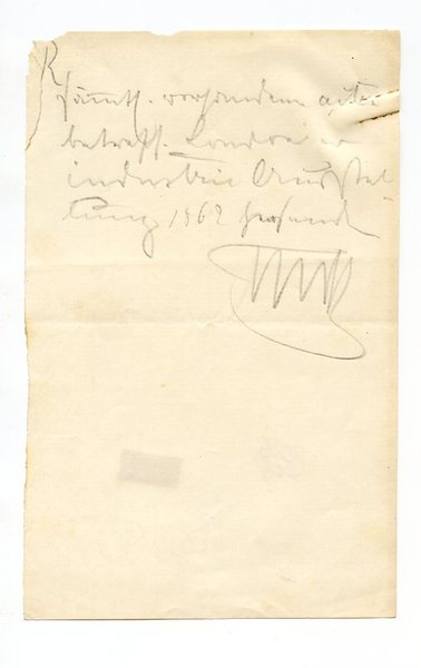 Eigenh. Notizzettel mit Paraphe.