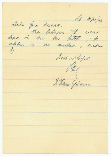 Eigenh. Brief mit Paraphe.