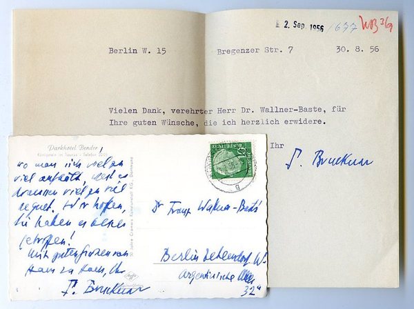 Eigenh. Bildpostkarte und ms. Brief mit U.