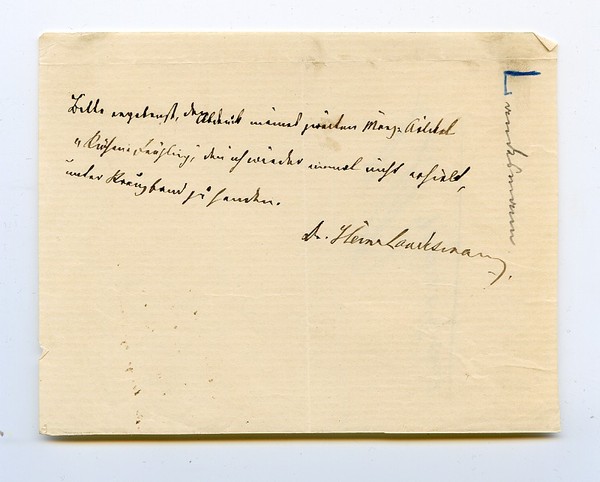 Eigenh. Mitteilung mit U. ("Dr. Heinr. Landesmann").