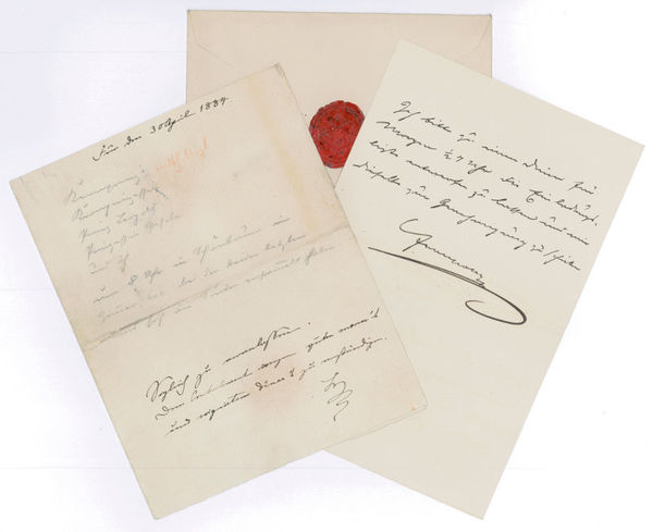 Eigenh. Brief mit U. und eh. Gästeliste mit Paraphe.