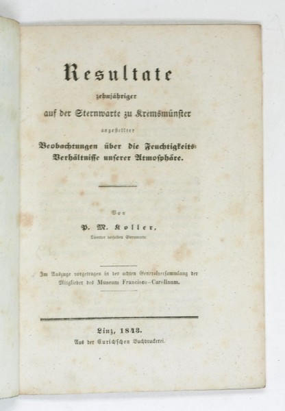 Resultate zehnjähriger auf der Sternwarte zu Kremsmünster angestellter Beobachtungen über …