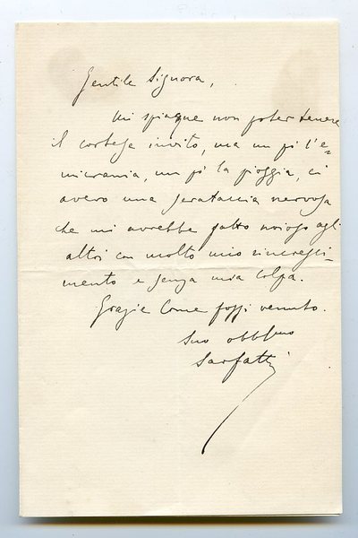 Eigenh. Brief mit U. ("Sarfatti").