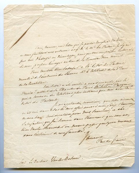 Eigenh. Brief mit U. ("Jaucourt | Pair de France").