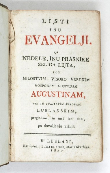 Listi inu Evangelji, v' nedele, inu prasnike zeliga lejta, pod …