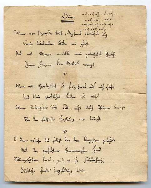 Ode. Eigenh. Gedicht.