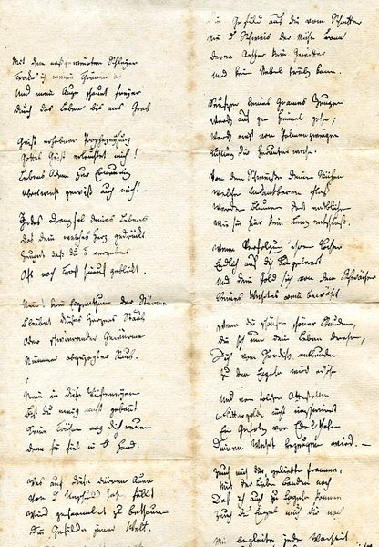 Eigenh. Abschrift von G. A. Bürgers Gedicht "An Agathe".