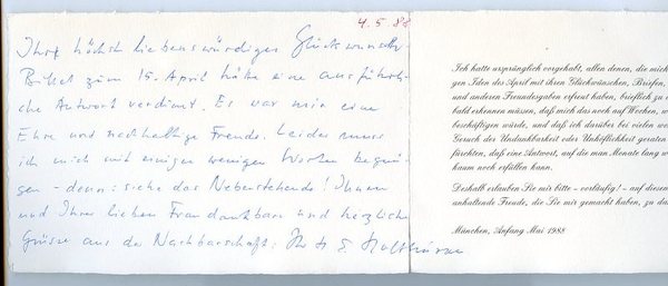 Eigenh. Billett mit U. ("H. E. Holthusen").