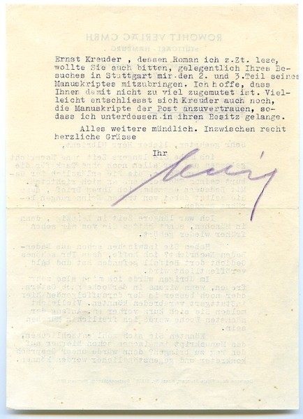 Ms. Brief (Durchschlag) mit eigenh. U. ("Ledig").