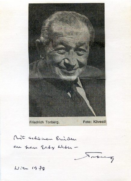 Eigenh. Albumblatt mit Widmung und U. ("Torberg").