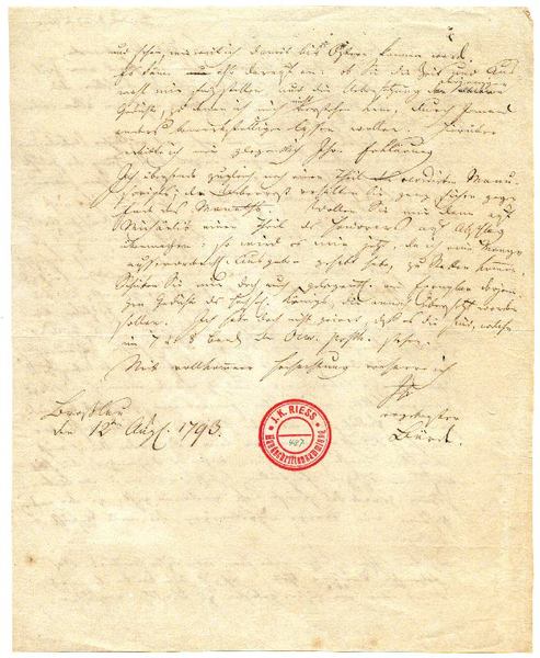 Eigenh. Brief mit U. ("Bürde").