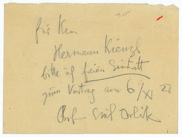 Eigenh. Mitteilung mit U.