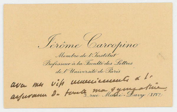 Visitenkarte mit eigenh. Empfehlungsformel.